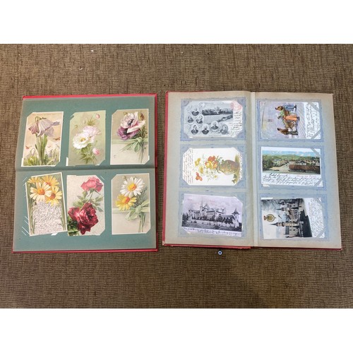 741 - Two antique postcard albums with approx. 140 German and Swiss postcards.