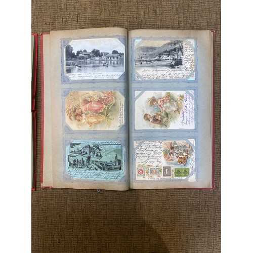 741 - Two antique postcard albums with approx. 140 German and Swiss postcards.