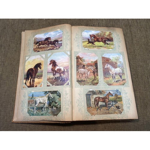 745 - Approx. 200 antique Equestrian postcards in postcard album.