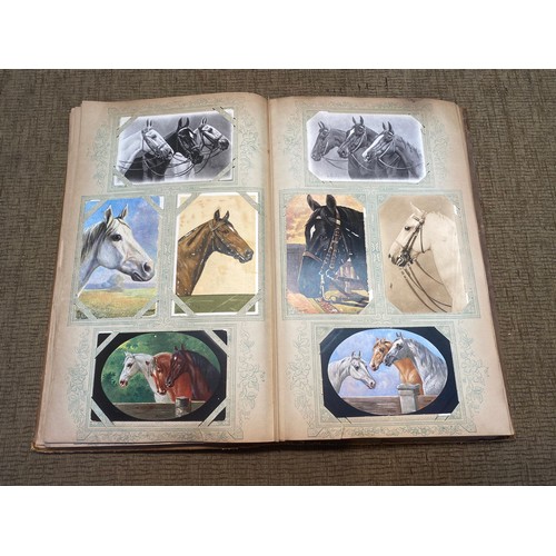 745 - Approx. 200 antique Equestrian postcards in postcard album.