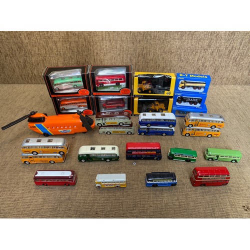 750 - Collection of Boxed and un-boxed diecast busses and trucks including EFE, Volvo and BT-Modals.