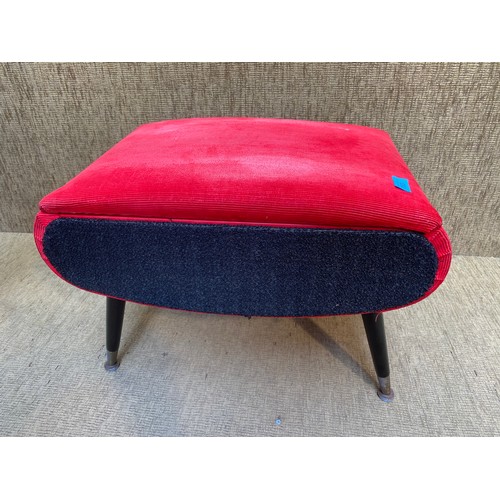 759 - Retro Red upholstered sewing box on legs.