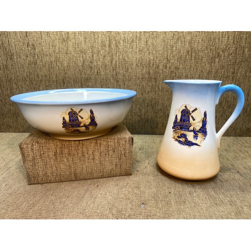 178 - Antique ceramic Danish wash bowl and jug.