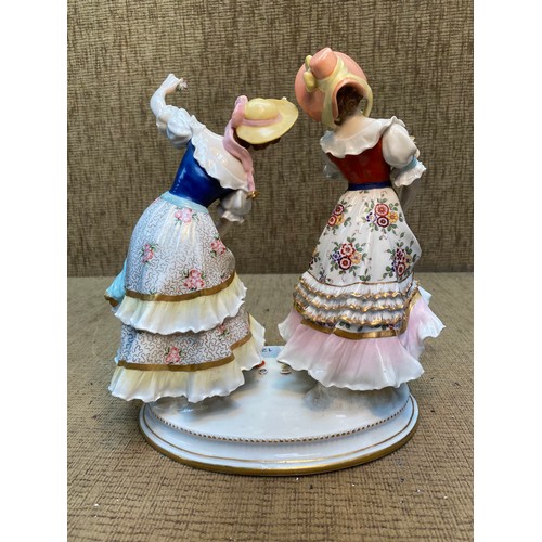 1249 - Antique German Ludswigsburg two lady Fine porcelain Figurine.