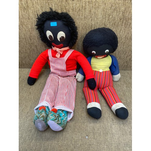 774 - Two vintage golly dolls 87 cm.