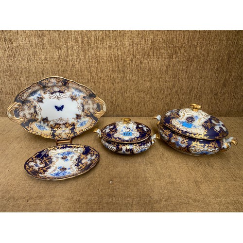 777 - Two vintage Roselle occ & co tureens and serving trays.