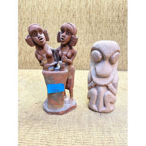 798 - Two ethnic clay figures.