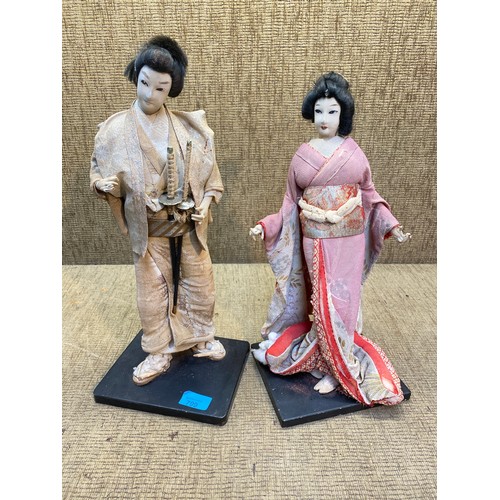 799 - Two antique Japanese figures Meiji period hand made.