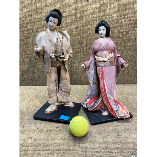 799 - Two antique Japanese figures Meiji period hand made.