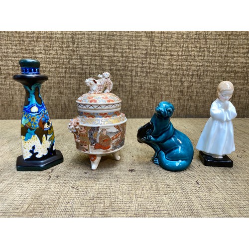 815 - Selection of collectable ceramics including Corona Gouda candle stick made in Holland , Poole potter... 