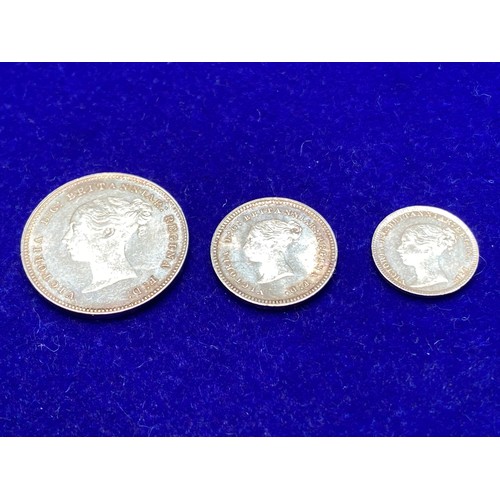 1101 - Three 1882 maundy coins 1d,2d,4d Uncirculated.