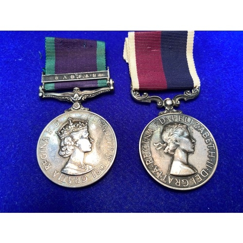 1103 - General Service Medal with Radfan Clasp and RAF Long service and good conduct medal awarded to 50740... 