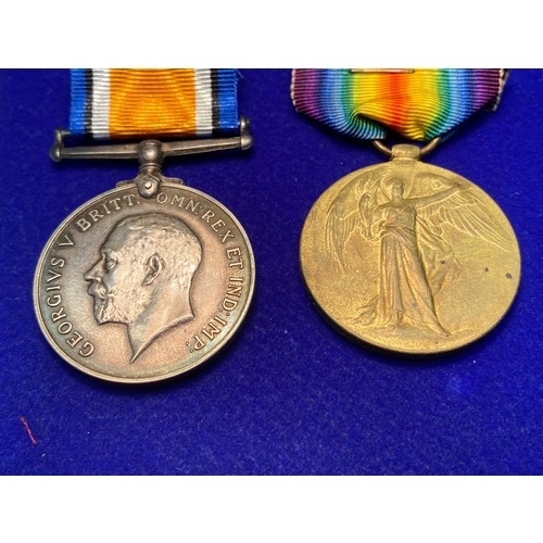 1105 - WW1 British War and Victory Medal awarded to 45813 Pte G S Spencer South Wales Borderers.