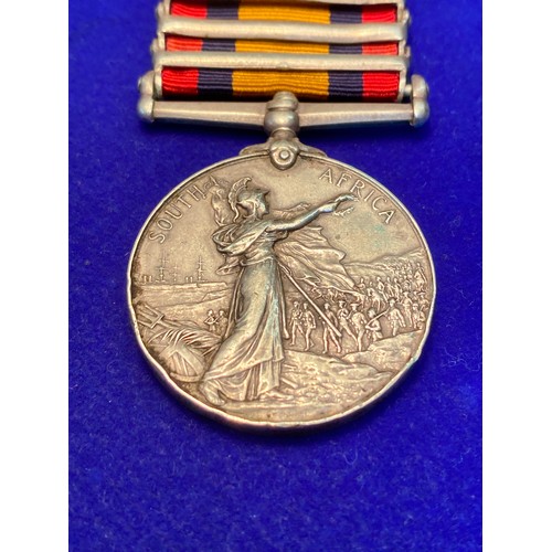 1107 - Queens South Africa Medal with Belfast, Paardeberg, Kimberley clasps awarded to 8035 Pte W Marsh Wel... 