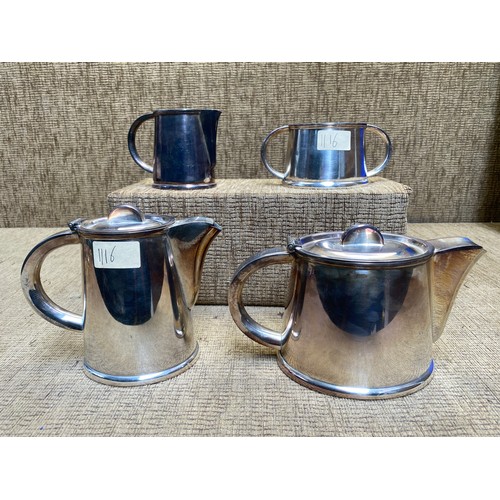 1116 - Antique four piece Art deco silver plate coffee set by Elkington E & Co .