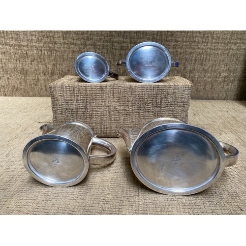 1116 - Antique four piece Art deco silver plate coffee set by Elkington E & Co .