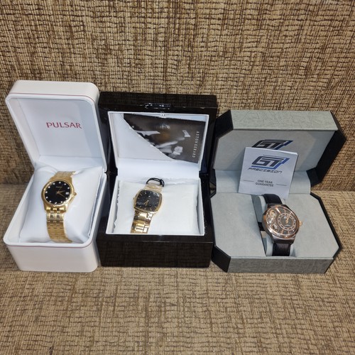 1288 - Three boxed watches including Aston Gerard, Pulser and GT.