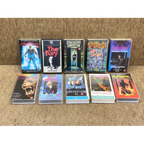 1076 - 10 Horror VHS Cassettes including The Fury Slaughter house and An American werewolf in London.