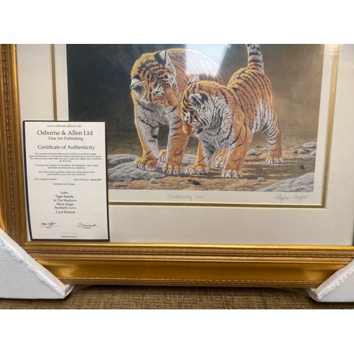 853 - Two retail packaged limited edition prints of lions and tigers by Stephen Gayford.