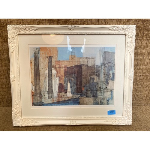 1101 - Framed Italian style print signed Donald Blake 56cm x 46cm.