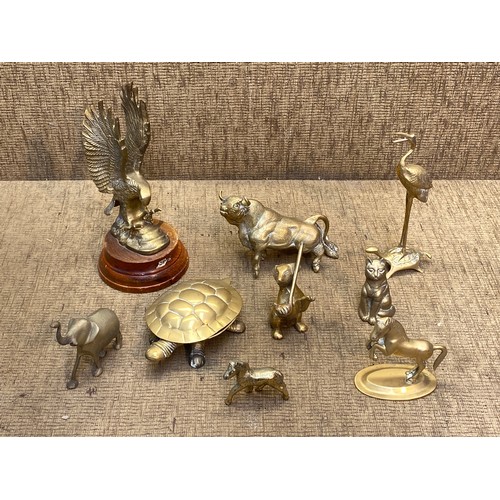 867 - Selection of brass animals.