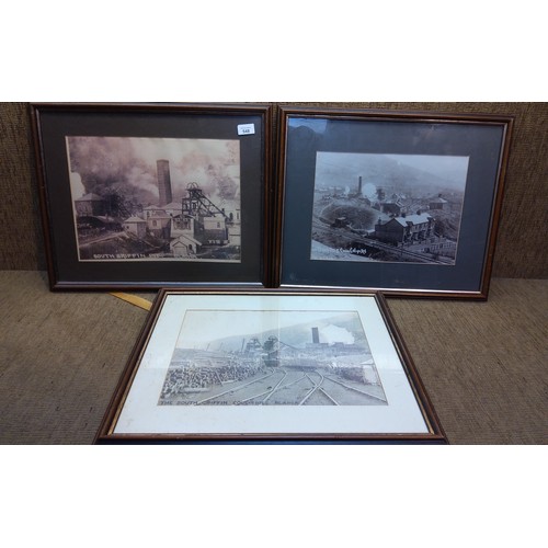 548 - Three industrial framed prints of the Pits of South Wales.