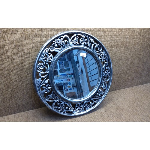 551 - Shabby chic style round wall mirror.