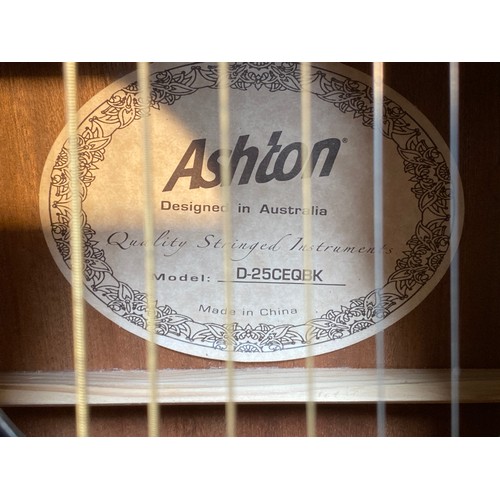 1162A - Ashton D-25CEQBX Electro acoustic guitar and bag.