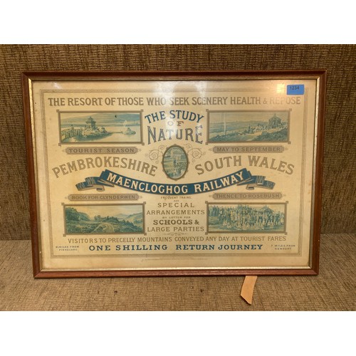 1234 - Framed picture advertising the Pembrokeshire Maencloghog Railway.