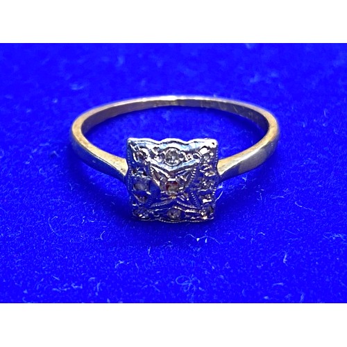 1543 - 18ct gold, Platinum and diamond ring size J 1.5 grams.