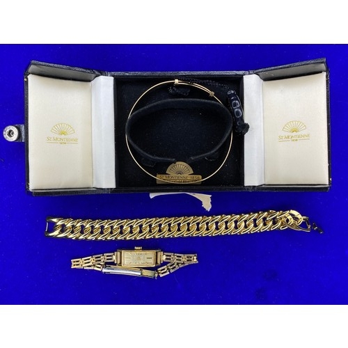 1540 - 1/10 12ct rolled gold Citizen watch, a 9ct rolled gold bangle and an 18ct gold plated boxed bracelet... 