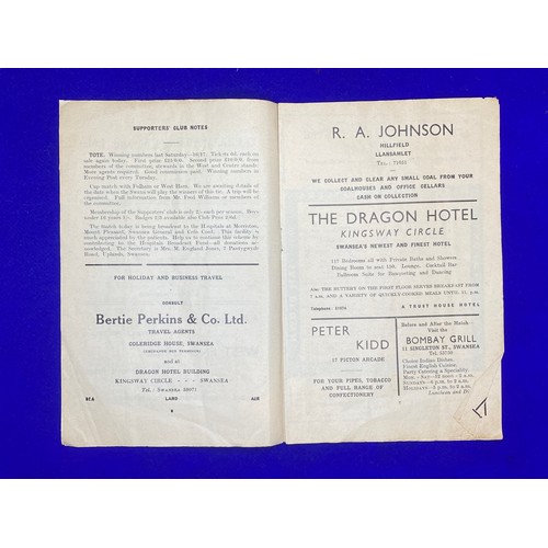 1260 - Swansea v Chelsea Football Program from the match played on the 9th February 1963. Rare programme of... 