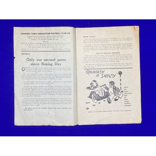 1260 - Swansea v Chelsea Football Program from the match played on the 9th February 1963. Rare programme of... 