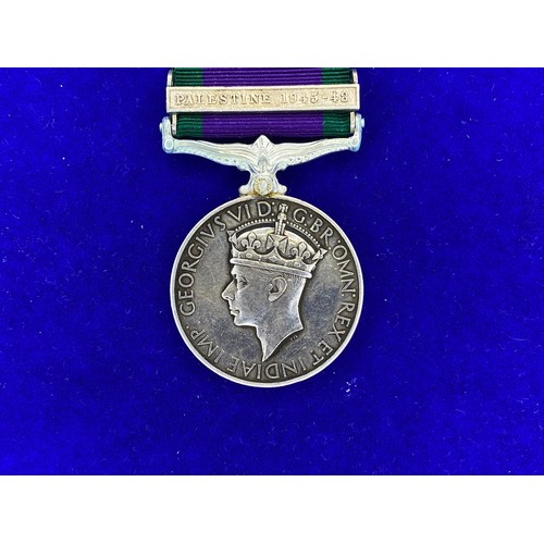 914 - General Service Medal 1918-62 With Palestine clasp awarded to 225810 ACI H Mc T Roderickson RAF.