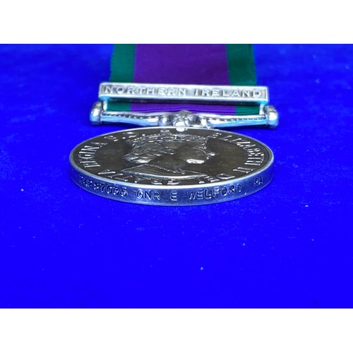 916 - General Service Medal 1962-2007 with Northern Ireland Clap Awarded to24287035 GNR E Welford Royal Ar... 