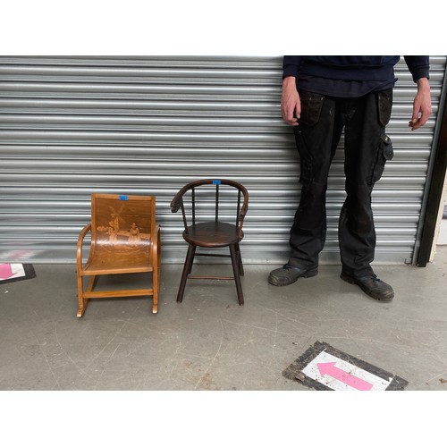 1049 - A pair of vintage mid century small chairs one Dutch.