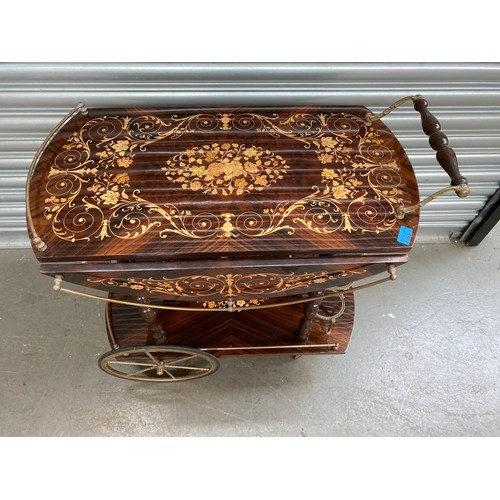 1050 - Beautiful Italian BAR Carriage/Serving Cart, Marquetry V-230