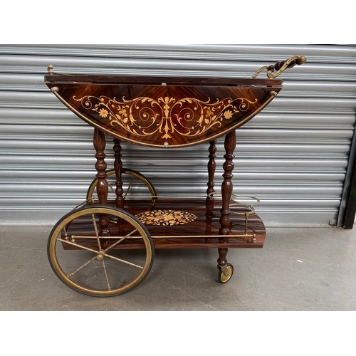 1050 - Beautiful Italian BAR Carriage/Serving Cart, Marquetry V-230