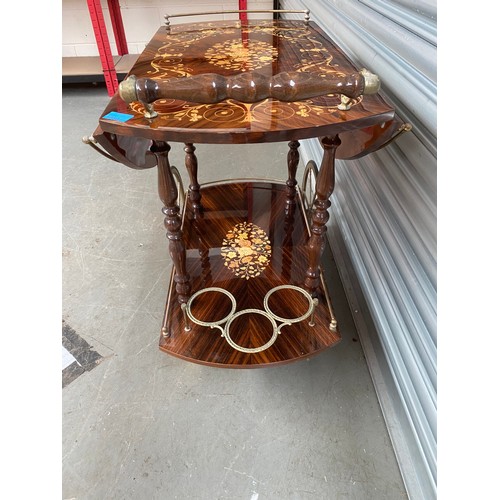 1050 - Beautiful Italian BAR Carriage/Serving Cart, Marquetry V-230