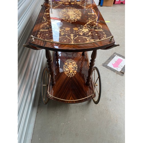 1050 - Beautiful Italian BAR Carriage/Serving Cart, Marquetry V-230