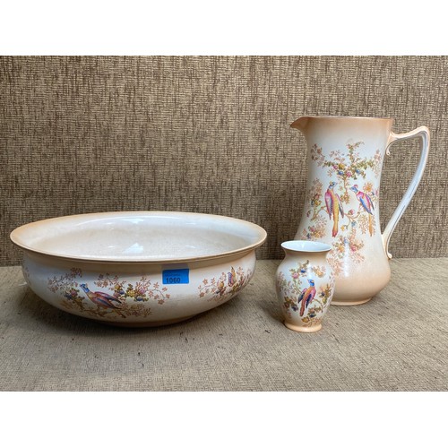 1060 - Hand painted washbowl and jug set by Crown Ducal.