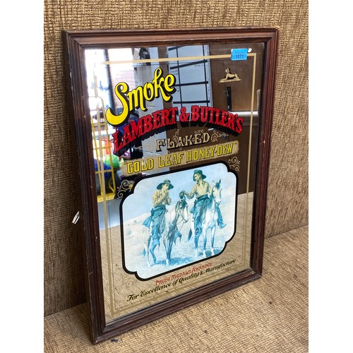 1071 - Smoke Lambert & Butler's mirrored picture. 60cm x 45cm.