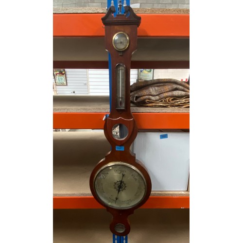 1095 - Large antique oak barometer. 107cm .