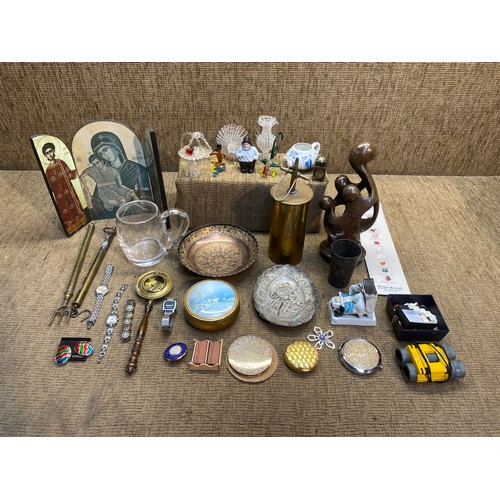 1097 - Mixed items including glass ornaments, a South African marble statue and a selection of mixed costum... 