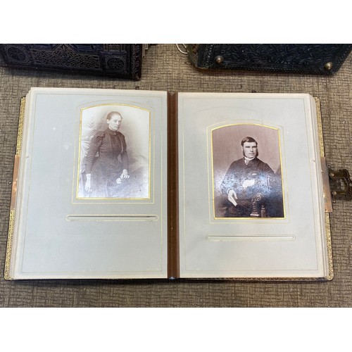 1099 - Three Antique Victorian photo albums one musical and one full of photos.