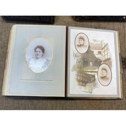 1099 - Three Antique Victorian photo albums one musical and one full of photos.