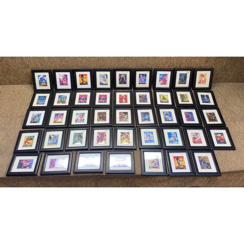 1106 - Collection of Approx. 40 framed X-Men trading cards.