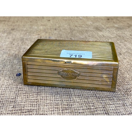 719 - Antique brass cigarette box.