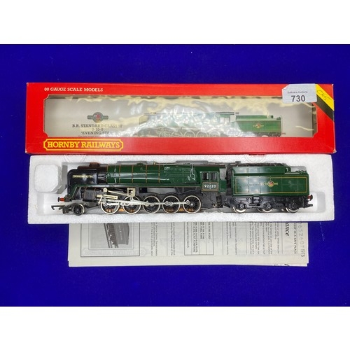 730 - Hornby 00 gauge model railway R065 9F 2-10-0 steam loco Evening Star Br Green Boxed.