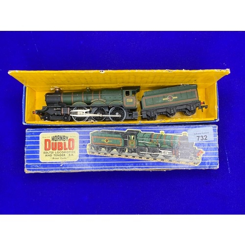 732 - Hornby Dublo OO gauge 3 rail BR ex GWR Bristol Castle 4-6-0 Tender & Loco Boxed.